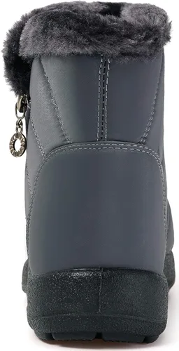 Miniatura 12 de Eagsouni Botas de nieve para mujer, botines de invierno para mujer, con forro de piel cálida, botines gruesos con cremallera, zapatos planos