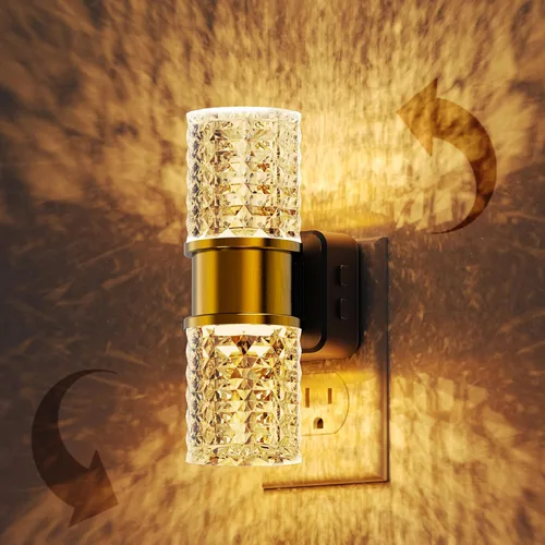 Miniatura 32 de Luces nocturnas que se enchufan a la pared, luz nocturna que cambia de color con enchufe giratorio, sensor de luz del atardecer al amanecer y brillo