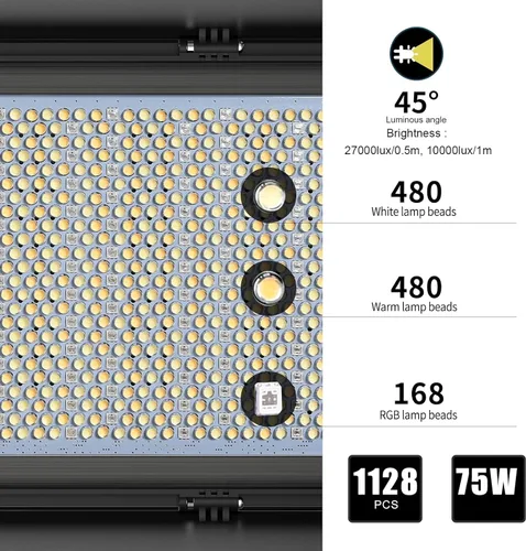 Miniatura 9 de GVM - Luz de video LED RGB de 1500D, kit de iluminación de video de 75 W con control Bluetooth, 3 paquetes de luz LED para fotografía, estudio
