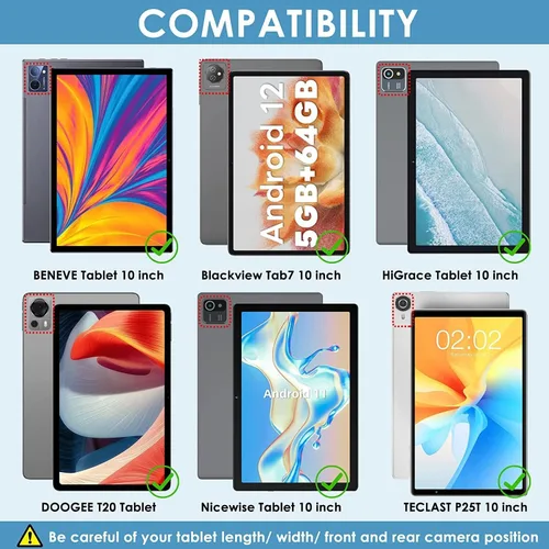 Miniatura 9 de DETUOSI Funda universal para tableta Android de 10.1 pulgadas, cubierta protectora de cuero, visión de 2 ángulos, con 3 ranuras para tarjetas, funda