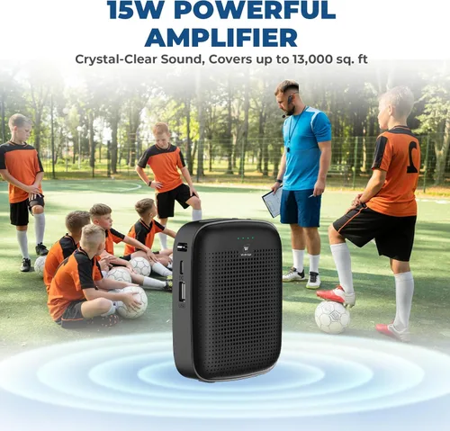 Miniatura 2 de Amplificador de voz inalámbrico Bluetooth para profesores - Mini amplificador portátil de 15 W con micrófono inalámbrico, micrófono personal