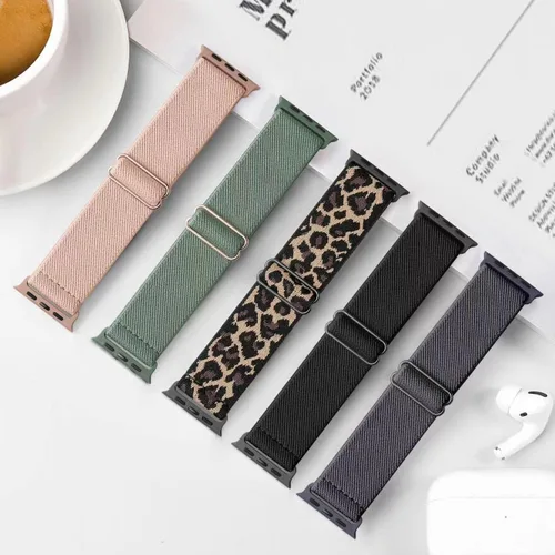Miniatura 4 de 5 Pack de bandas elásticas de nylon compatibles con Apple Watch de 40 mm, 41 mm, 42 mm, 44 mm, 45 mm, 46 mm, 49 mm, 38 mm para mujeres y hombres