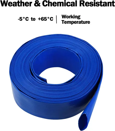 Miniatura 9 de Eastrans Manguera de retrolavado de piscina de 2 pulgadas x 25 pies, manguera de descarga plana resistente, resistente a la intemperie y a las Azul