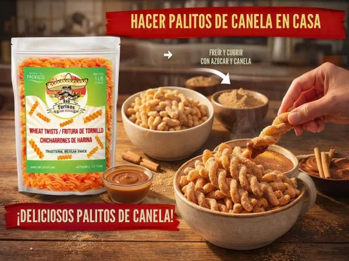 Miniatura 2 de Giros de trigo para freír (Duritos/Duros) – Giros de trigo mexicanos - Chicharrones de Harina Haz giros de azúcar y canela 1 libra – Don Turinos