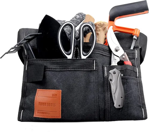 Miniatura 5 de VIDAR TOOLS Bolsa de cinturón de herramientas de 6 bolsillos de un solo lado/cinturón utilitario/delantal de trabajo para carpintero y jardinero.