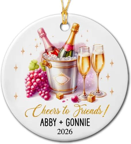Miniatura 24 de Adornos de cerámica personalizados para los mejores amigos están atados con cuerdas de corazón, adorno personalizado de 2 amigos, adorno de buenos