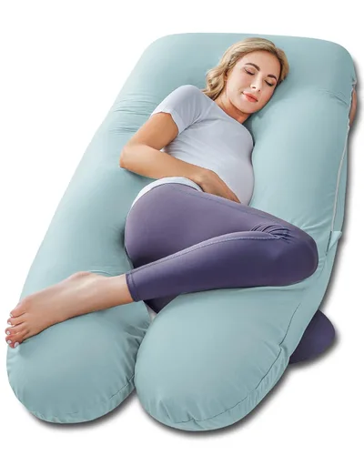 Miniatura 17 de Meiz - Almohada de embarazo, almohadas refrescantes de embarazo para dormir, almohada de embarazo de cuerpo completo con funda reversible de jersey