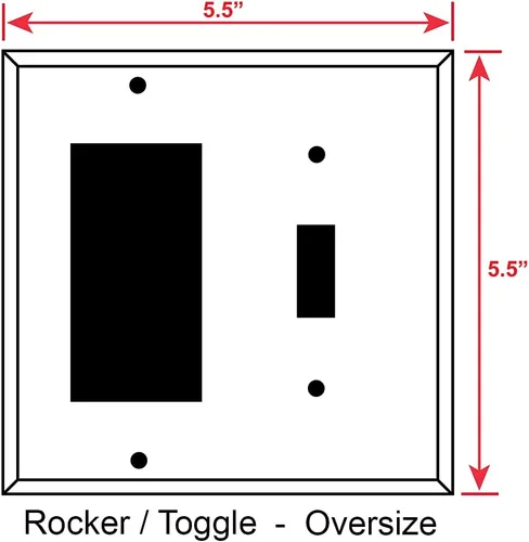 Miniatura 3 de Placa de pared de metal combinada de 2 cuadrillas de gran tamaño – (1) decorador/GFCI/Rocker con (1) cubierta de placa de interruptor de luz