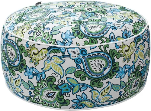 Miniatura 10 de Magpie Fabrics Taburete inflable para interiores y exteriores, reposapiés redondo, repelente al agua, 20 x 9 pulgadas de alto, portátil para patio