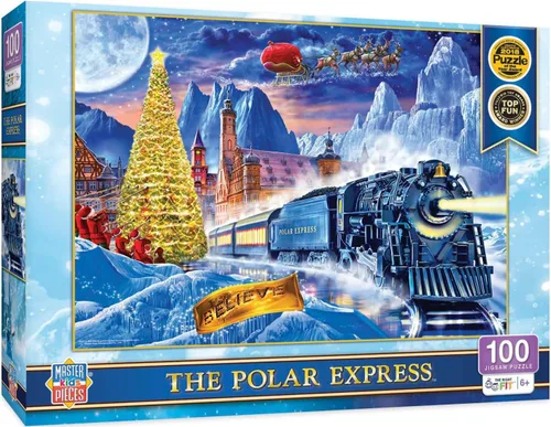 MasterPieces Rompecabezas navideño de 100 piezas para niños, The Polar Express, 14 x 19 pulgadas
