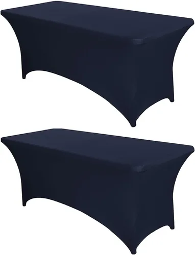 Miniatura 44 de PTC21B - Juego de 6 manteles elásticos de 6 pies, color negro, rectangular, ajustable, lavable, de elastano, para fiestas, bodas, cócteles