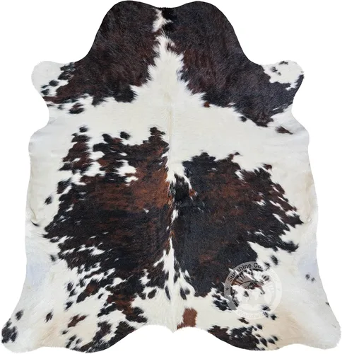 Miniatura 8 de Sunshine Cowhides Alfombra de piel de vaca tricolor 100% auténtica, alfombra de estilo moderno de piel de animal y alfombra para sala de estar