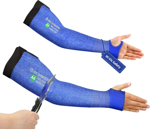 Miniatura 15 de Schwer ANSI A6 Mangas resistentes a cortes, mangas protectoras para brazos de 18 pulgadas con agujero para el pulgar para protección de trabajo