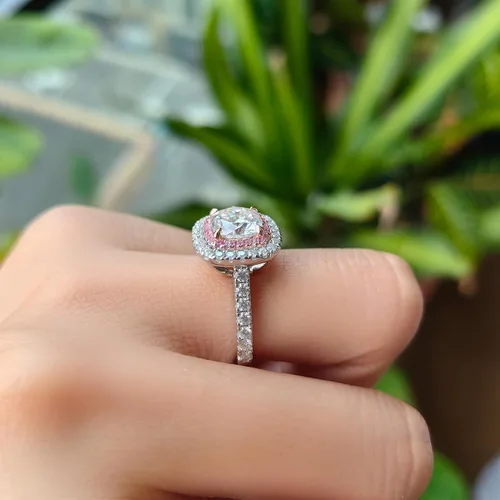 Miniatura 5 de DovEggs Anillos de moissanita para mujer, 2 quilates en el centro de 0.295 in GHI de corte cojín, moissanita cultivada en laboratorio, anillo