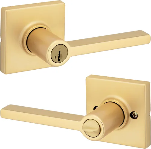 Miniatura 26 de Kwikset Casey - Manija de puerta de paso interior, palanca para puertas de armario y pasillo, manija reversible sin bloqueo, negro mate