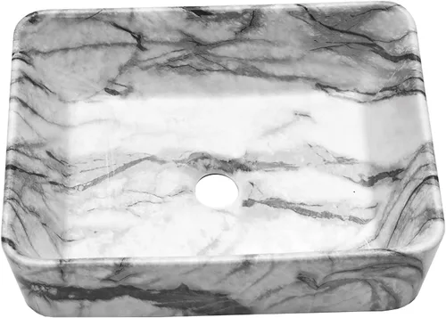 Miniatura 15 de Lordear Lavabo Rectangular de Baño Tipo Vasija 24X14 Pulgadas Lavabos de Baño Blancos de 24 Pulgadas con Borde Negro Lavabo de Cerámica Sobre