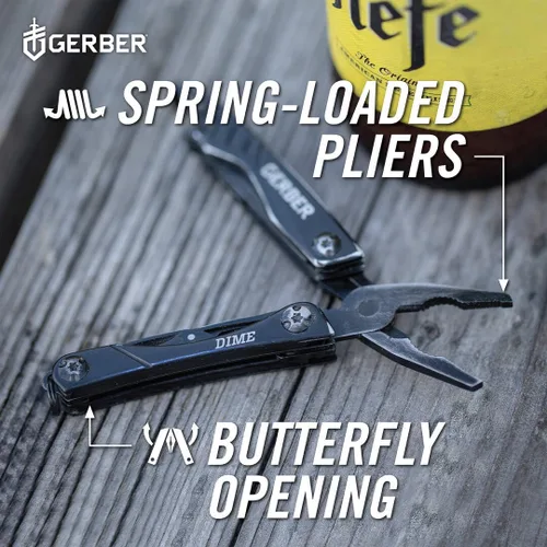 Miniatura 6 de Gerber Gear Dime 12-en-1 Mini EDC Multiherramienta - Pinzas de punta, cuchillo de bolsillo, llavero, abridor de botellas - Regalos para hombres