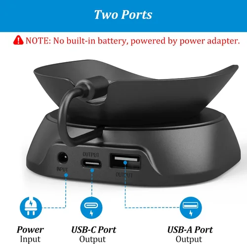 Miniatura 4 de PlusAcc Soporte para Spot con puertos de carga USB-C y USB-A, soporte de escritorio para teléfonos celulares y auriculares, diseño que ahorra Negro