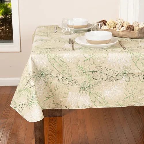 Miniatura 12 de EVERYDAY LUXURIES Mantel cuadrado impermeable de 52 x 52 pulgadas, resistente a las manchas y a las arrugas, mantel decorativo de vinilo de campos