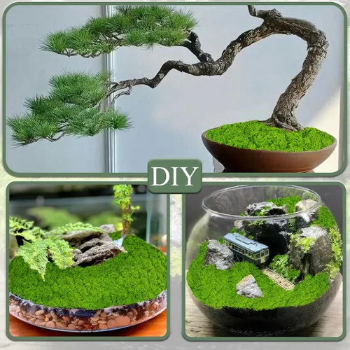 Miniatura 5 de Musgo falso para plantas en macetas de interior, 10.6 onzas, musgo artificial decorativo para manualidades, musgo sintético verde esmeralda