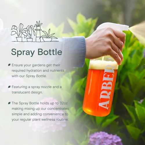 Miniatura 2 de Arber - Botella pulverizadora de 32 onzas para plantas y hogar – Pulverizador de gatillo recargable translúcido con boquilla ajustable