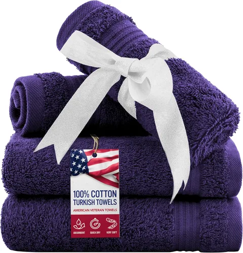 Miniatura 67 de Toalla American Veteran, Juego de Toallas de Mano para Baño de 4, 100% Conjunto de Toallas de Mano Turcas de Algodón, Toallas de Mano Suave