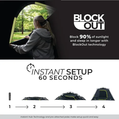Miniatura 3 de CORE Blackout Instant Cabin Tent Large Family Pop Up Dark Room Tent with Easy Camp Setup Included Storage Pockets for Outdoor Camping Accessories