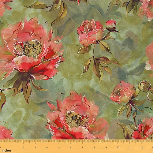 Miniatura 10 de The Yard - Tela con patrón de cachemira de flores rosadas, estilo rústico, para manualidades, tela para pasatiempos, tela retro con textura