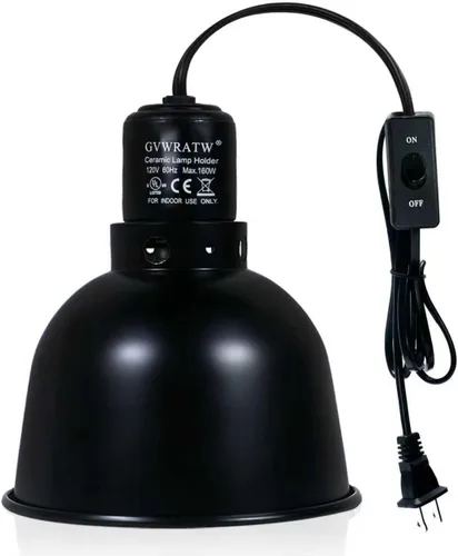 Lámpara de reptil de cúpula poco profunda de 5.5 pulgadas, adecuada para bombillas UVB y bombillas de calor que disfrutan, máximo 160 W.