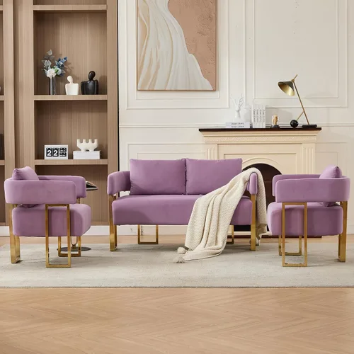 Miniatura 16 de YITAI Sofá Loveseat Moderno Sillas de Acento sin Ruedas, Sillas Laterales para Sala de Estar con Patas de Metal Dorado, Sillones de Lectura