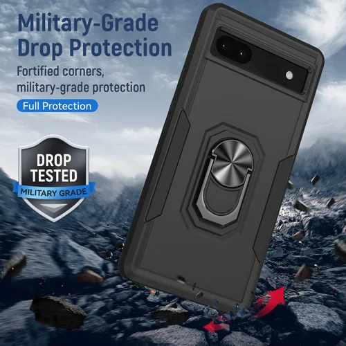 Miniatura 6 de Funda para Google Pixel 6A 5G con protector de pantalla, grado militar, de doble capa, resistente, a prueba de golpes, cubierta protectora de cuerpo