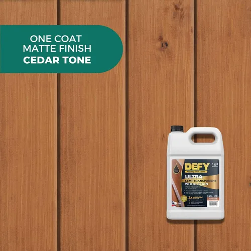 Miniatura 2 de DEFY Tinte y sellador de madera ultra semitransparente para exteriores en uno – tono cedro, 1 galón, tinte de cubierta y sellador Color rico