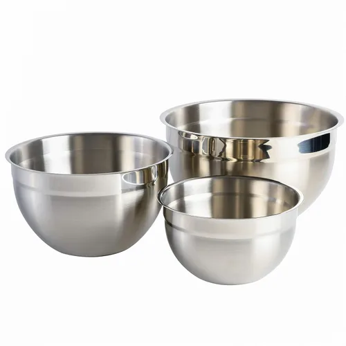 Babish Juego de cuencos de acero inoxidable de 3 piezas, cuencos de metal anidables para hornear, cocinar y preparar comidas, duradero y apto para