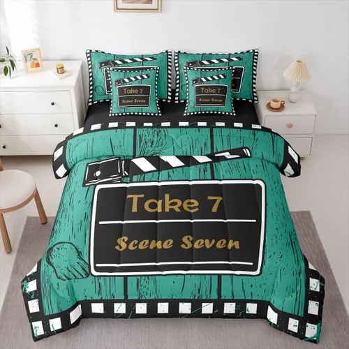 Miniatura 34 de Piano Music 7pcs Comforter King,Musical Notes Bedding Set Kids Girls Boys Teens Room Decor,Retro Graffiti Grey Gold Music Lover Bed in a Multi 11