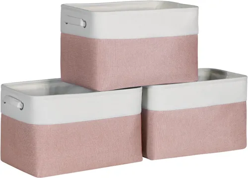 Miniatura 16 de Contenedores plegables de almacenamiento, canastas de tela plegables en forma de cubo con asas duraderas, organizadores de armario para organizar