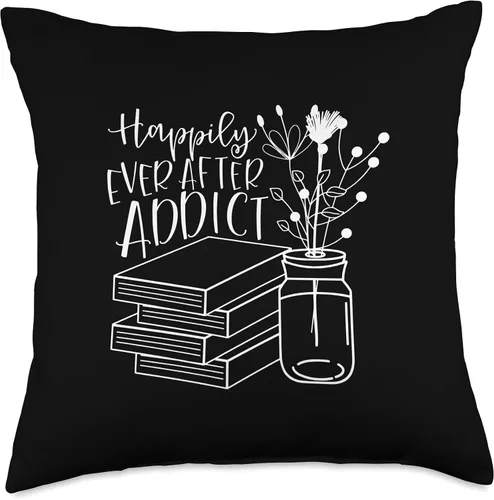 Miniatura 4 de Banned Books & Book Lover Gifts EC Happily Ever After Addict Reading Book Lovers Throw Pillow, 16x16, Multicolor