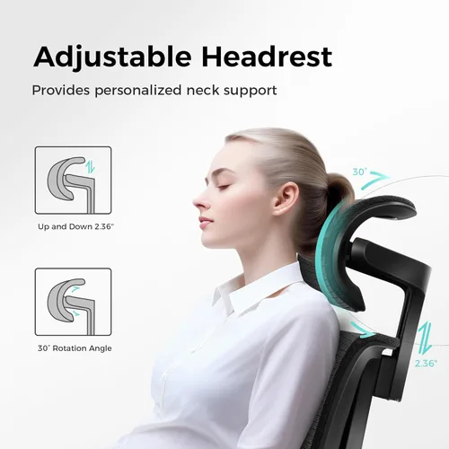 Miniatura 4 de ALPHA HOME Silla de oficina ergonómica con reposapiés, silla de computadora de malla de respaldo alto con soporte lumbar, altura ajustable