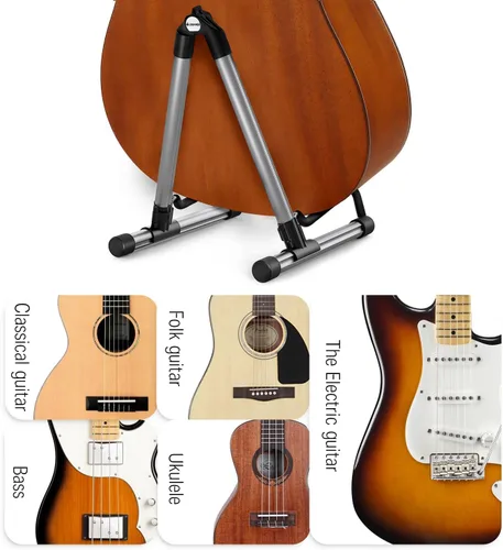 Miniatura 6 de Donner Soporte para Guitarra, Soportes Plegables Ajustables para Guitarra Acústica Eléctrica, Soporte de Viaje de Metal Clásico para Bajo, Gris