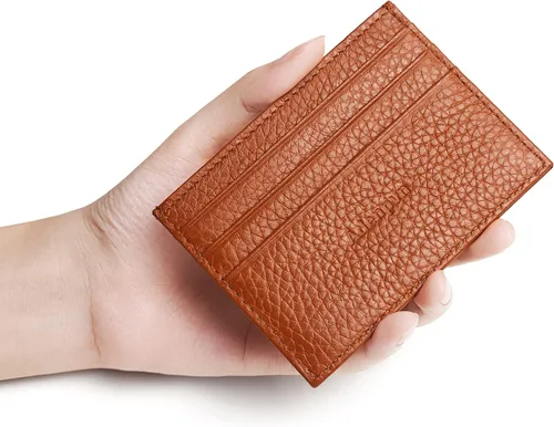 Miniatura 7 de Cartera de tarjeta de crédito de cuero genuino, billetera minimalista, inserciones de billetera delgada, 003, Estuche para tarjetas de crédito