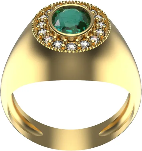 Miniatura 3 de Anillo de compromiso de oro de 14 quilates con esmeralda cruda para hombre y mujer