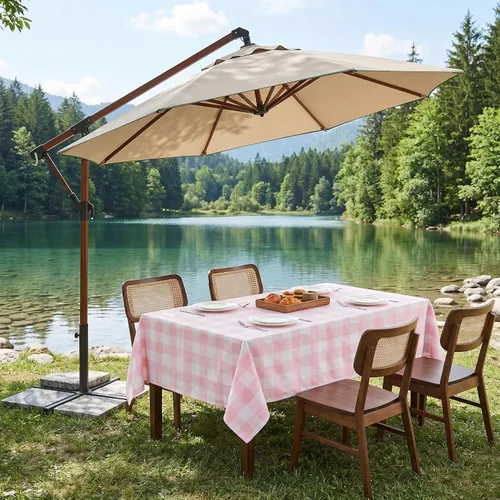 Miniatura 33 de Mantel para mesa rectangular de 55x71 pulgadas, de lino sintético, resistente a las arrugas e impermeable, color beige, para cocina, comedor