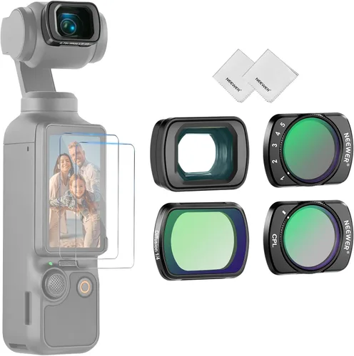 NEEWER Juego de filtros ND compatibles con DJI Osmo Pocket 3 Creator Combo Accesorios, lente gran angular + ND2-32 variable + CPL + filtro de