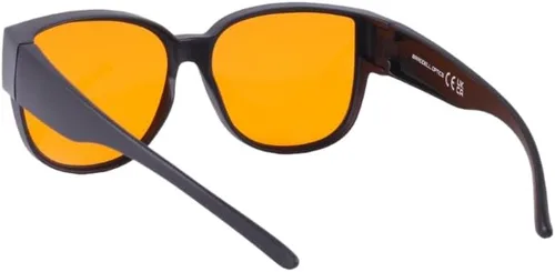 Miniatura 2 de BRADDELL OPTICS Bloqueo de luz azul UV con clip ámbar para colocar sobre los lentes para conducir faros delanteros de automóvil deslumbramiento