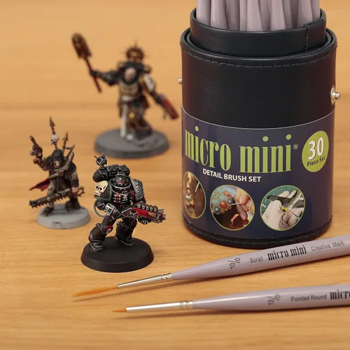 Miniatura 6 de Creative Mark Juego de 30 pinceles de pintura con microdetalles, mini pinceles para acrílico, acuarela, óleo, cara, uñas, pintura a escala y dibujo