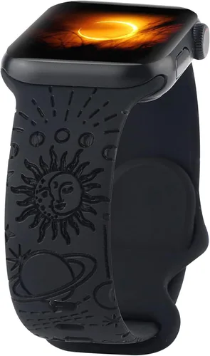 Miniatura 9 de Correa de silicona grabada compatible con Apple Watch de 1.496 pulgadas, 1.575 pulgadas, 1.614 pulgadas, bonita correa deportiva impresa con láser