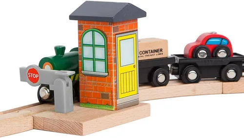 Miniatura 2 de ORBRIUM Juego de accesorios de pistas de tren de madera, punto de control de parada/marcha, compatible con Thomas & Friends Wooden Railway, Brio
