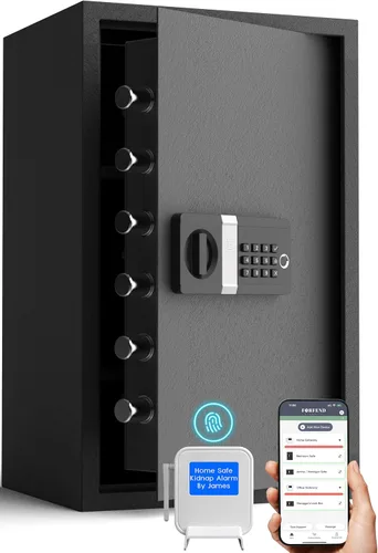 Miniatura 14 de FORFEND - Caja fuerte inteligente para el hogar, desbloqueo/alarma de la aplicación de caja fuerte WiFi, comando de voz, alarma de secuestro