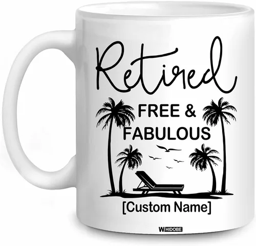 Miniatura 18 de WHIDOBE Taza de jubilación divertida personalizada con texto en inglés "Retired Not My Problem Any", taza para mujeres, hombres, papá, mamá, taza