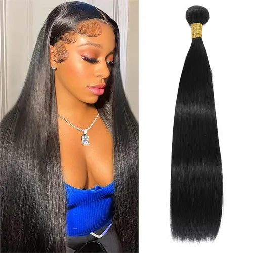 Miniatura 31 de Extensiones de cabello humano lacio tipo afro, 12 meses de vida útil de 10, 12 y 14 pulgadas, paquetes de cabello lacio brasileño Yaki 100% sin
