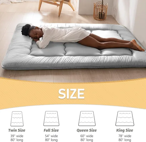 Miniatura 5 de MAXYOYO - Colchón de piso japonés, colchón tipo futón, colchón de día grueso, plegable, enrollable, colchón para niños y niñas, para dormitorio, Gris